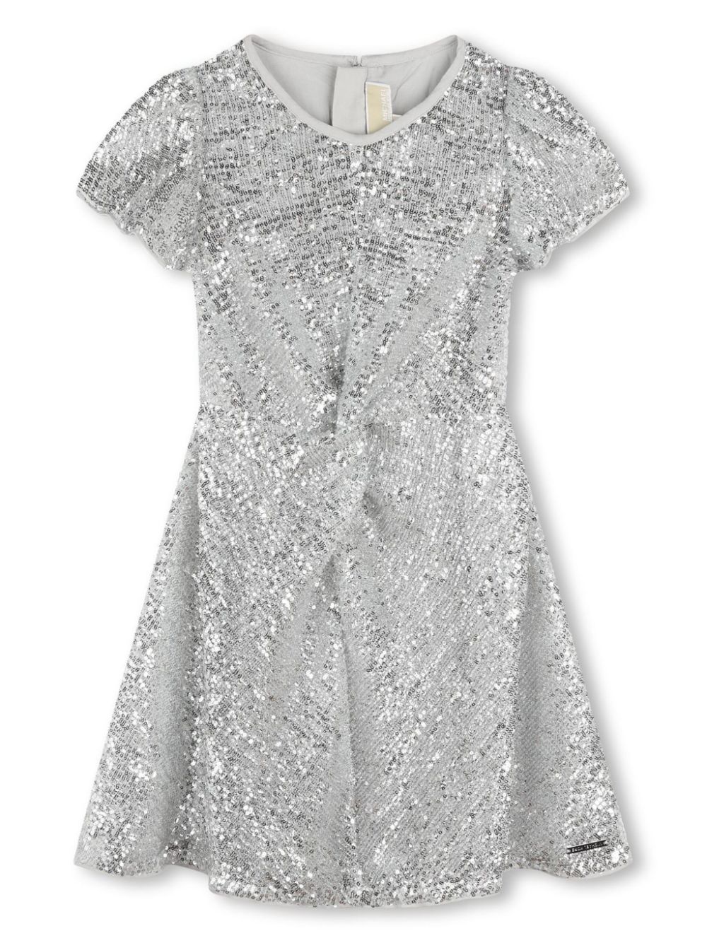 Logo-plaque sequin-embellished dress - Silver