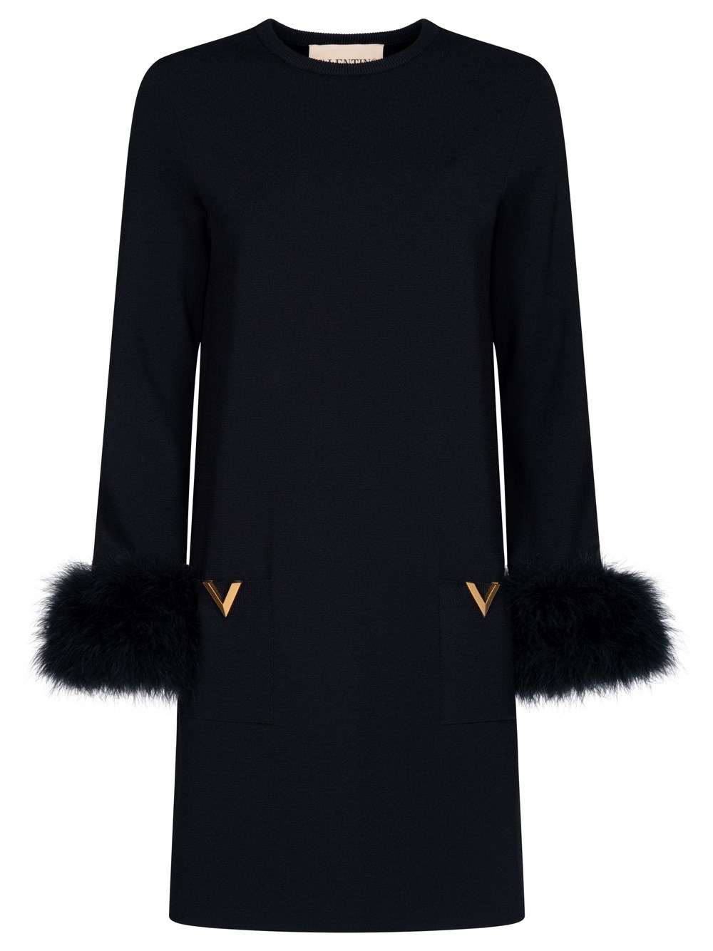 Knit Dress With V Logo And Feather Details