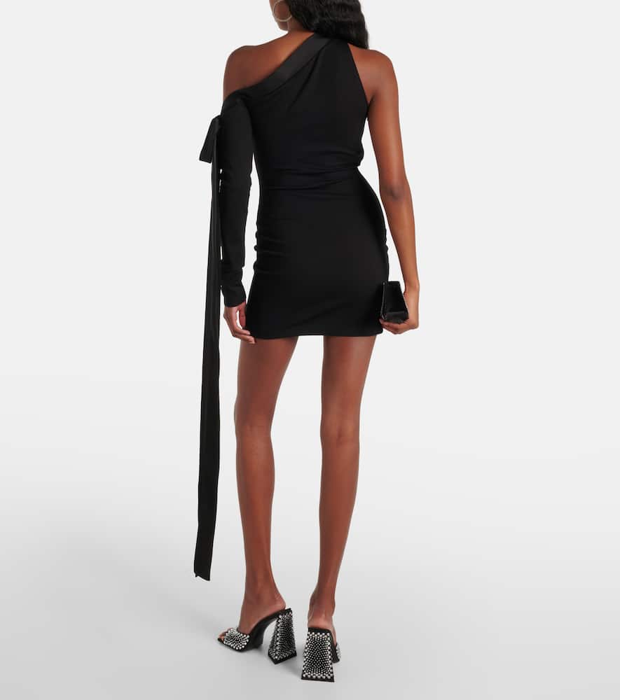 One-shoulder satin minidress