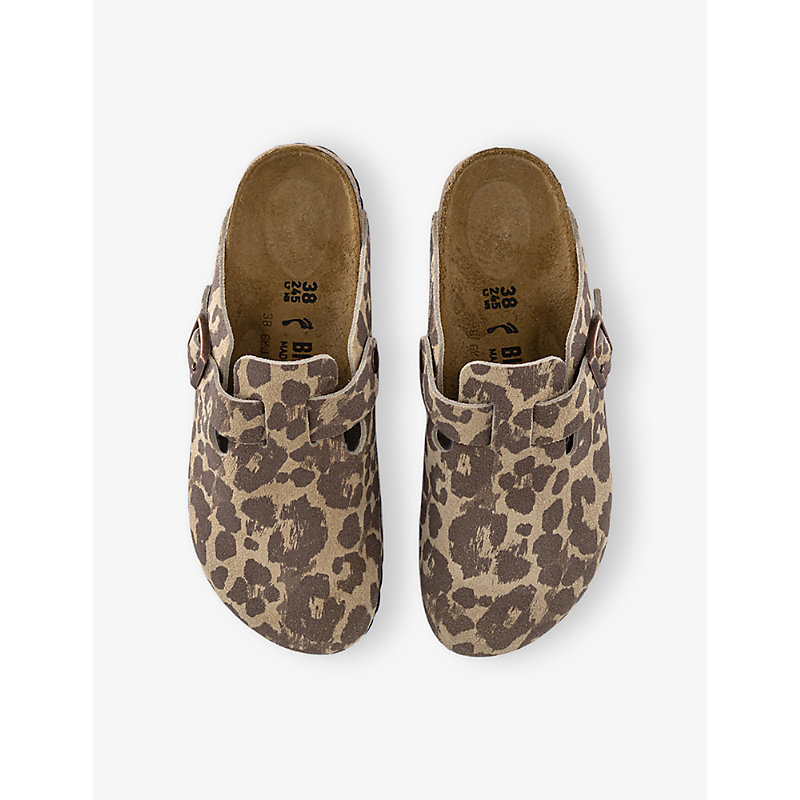 Womens Boston Leopard Suede Clogs