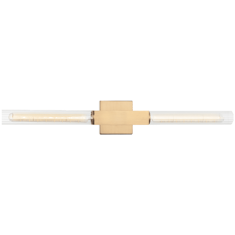 Aged Gold Brass Two Light Wall Sconce from the Odelle Collection