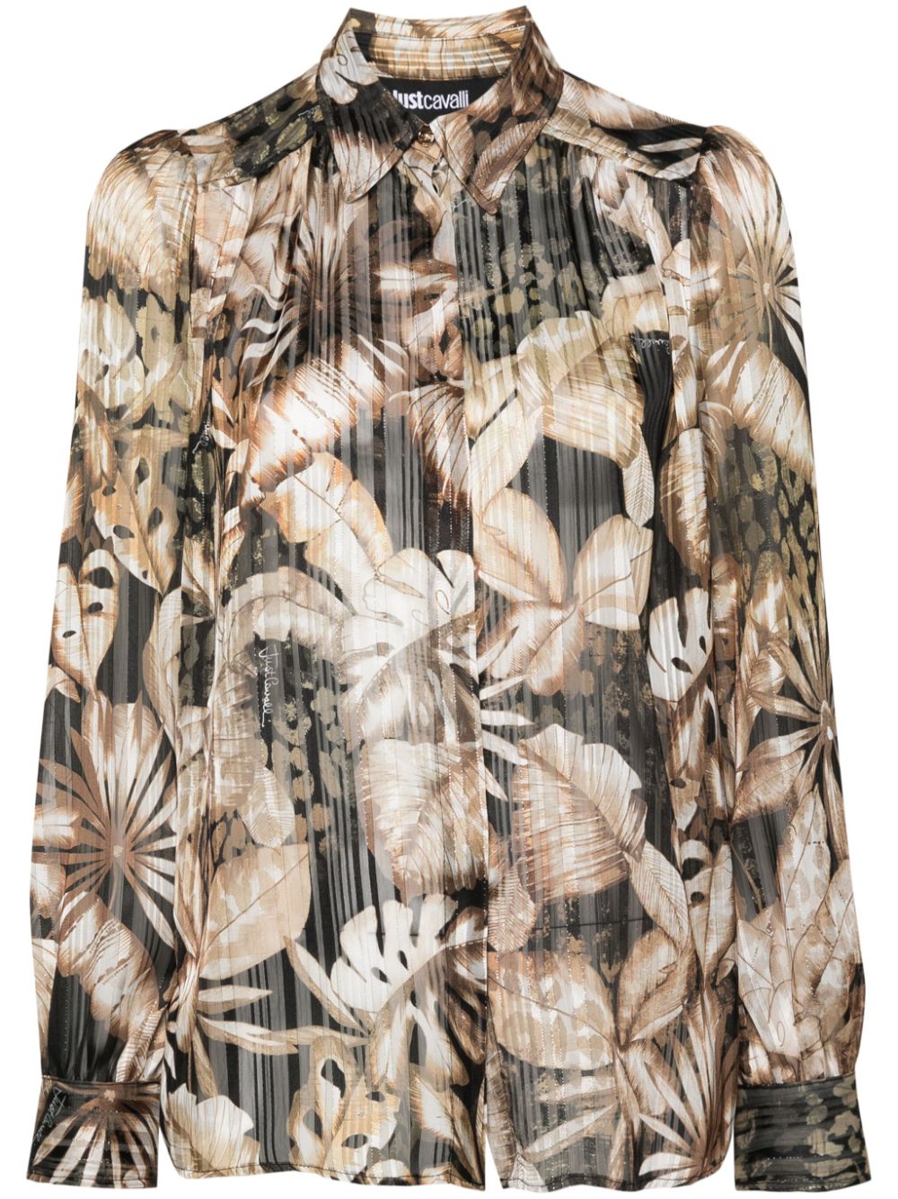 Floral metallic sheer shirt - Gold