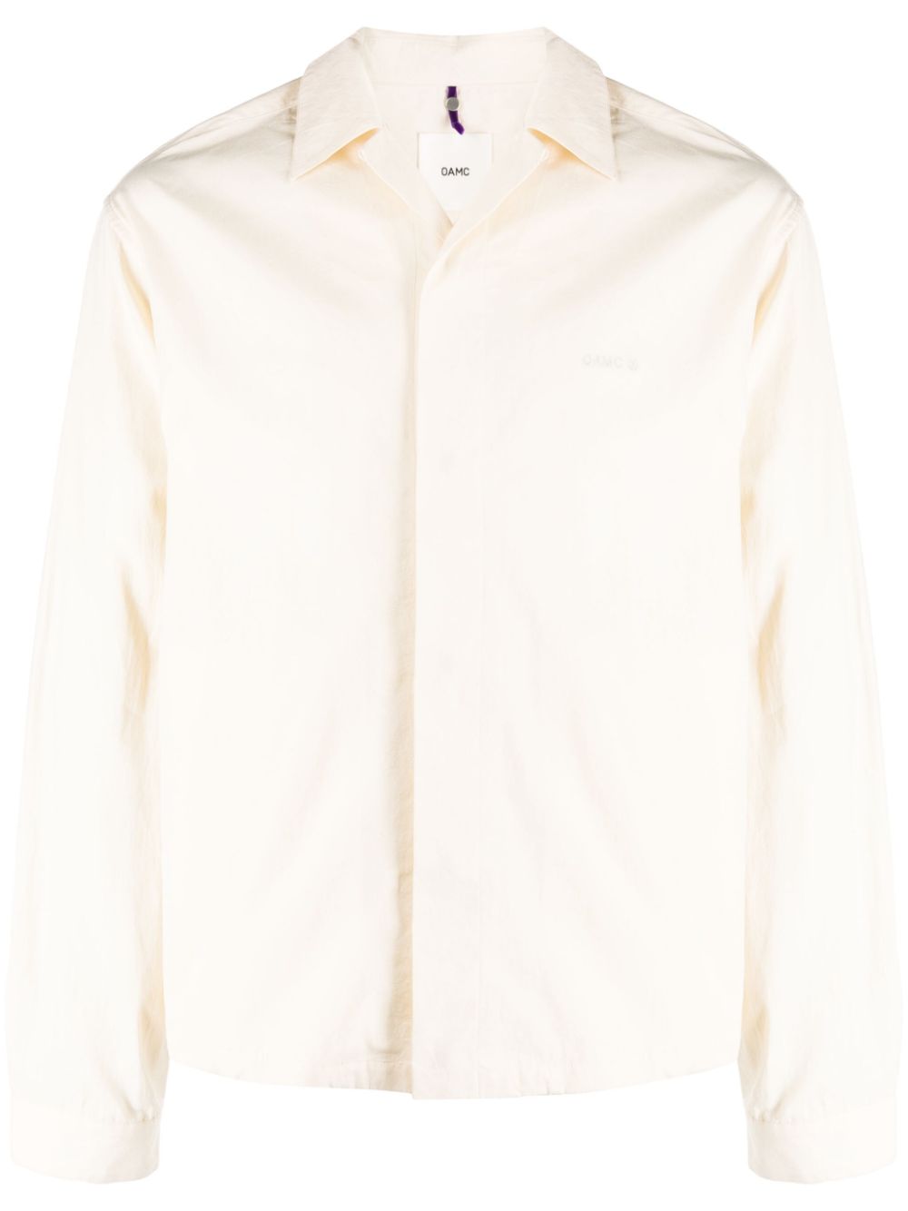 Logo-patch cotton shirt - Neutrals