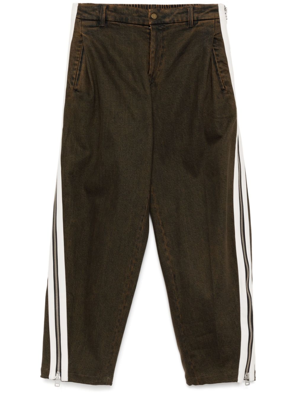 Drawstring zip-up jeans - Brown