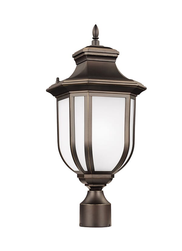 Antique Bronze One Light Outdoor Post Lantern from the Childress Collection
