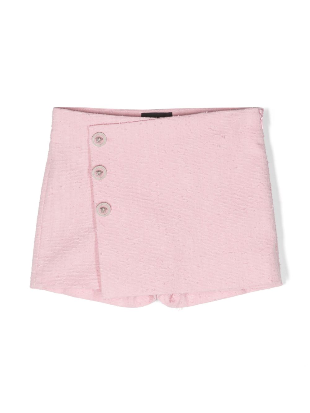 Medusa-buttoned tweed shorts - Pink