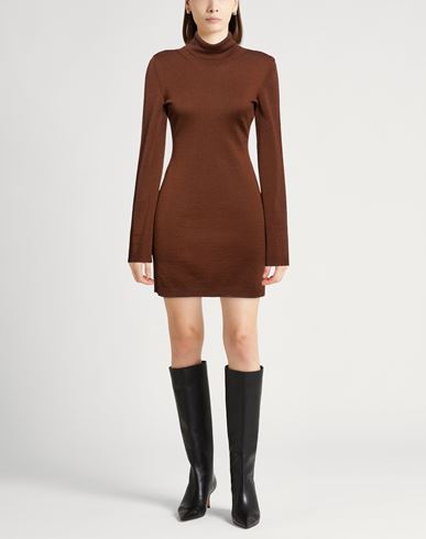 Woman Mini dress Brown Size M Virgin Wool