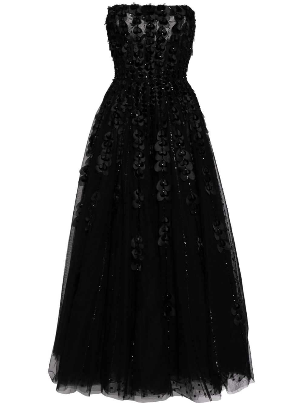 Beaded tulle gown - Black