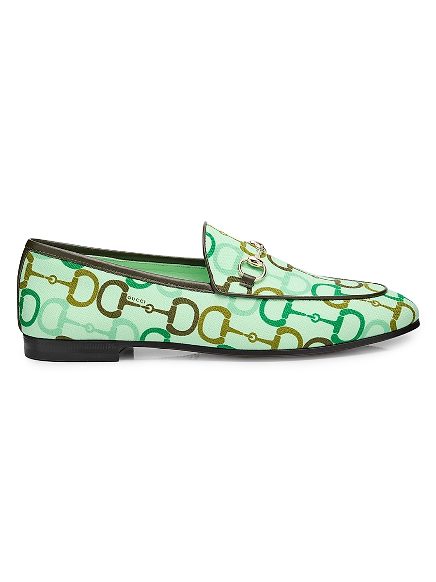 Women's Jordaan Horsebit Printed Cotton Loafers - Green Pattern