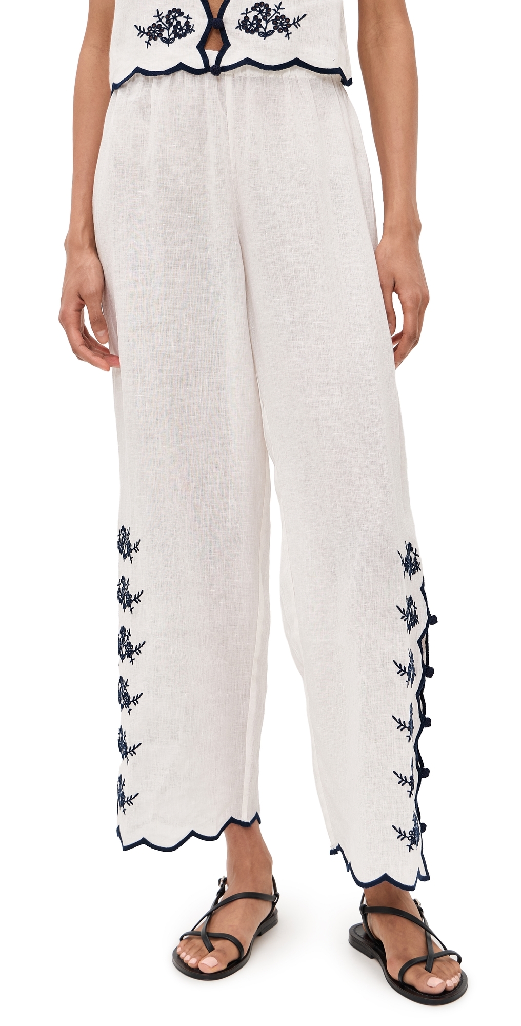 Madrid Embroidered Linen Pants Macadamia