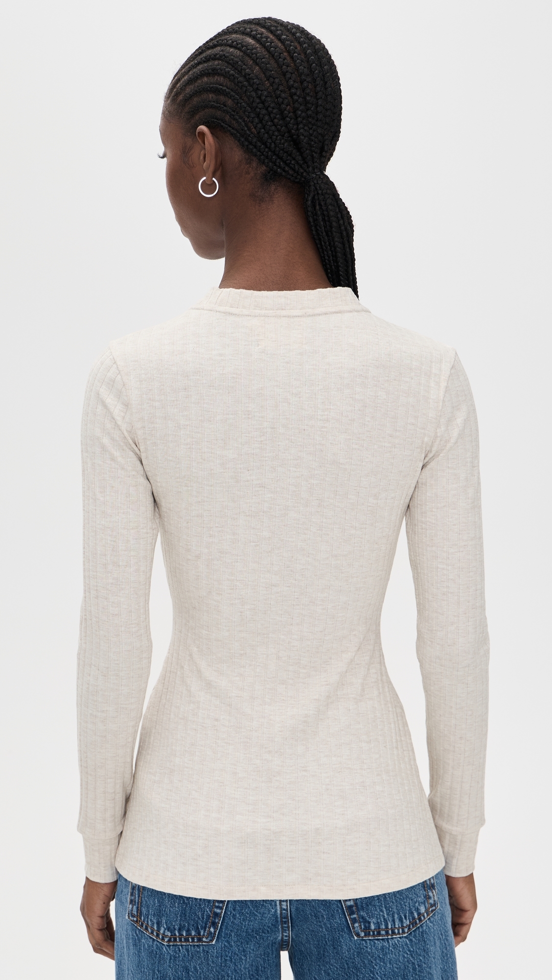 Daphne Ribbed Jersey Top Oatmeal Marl