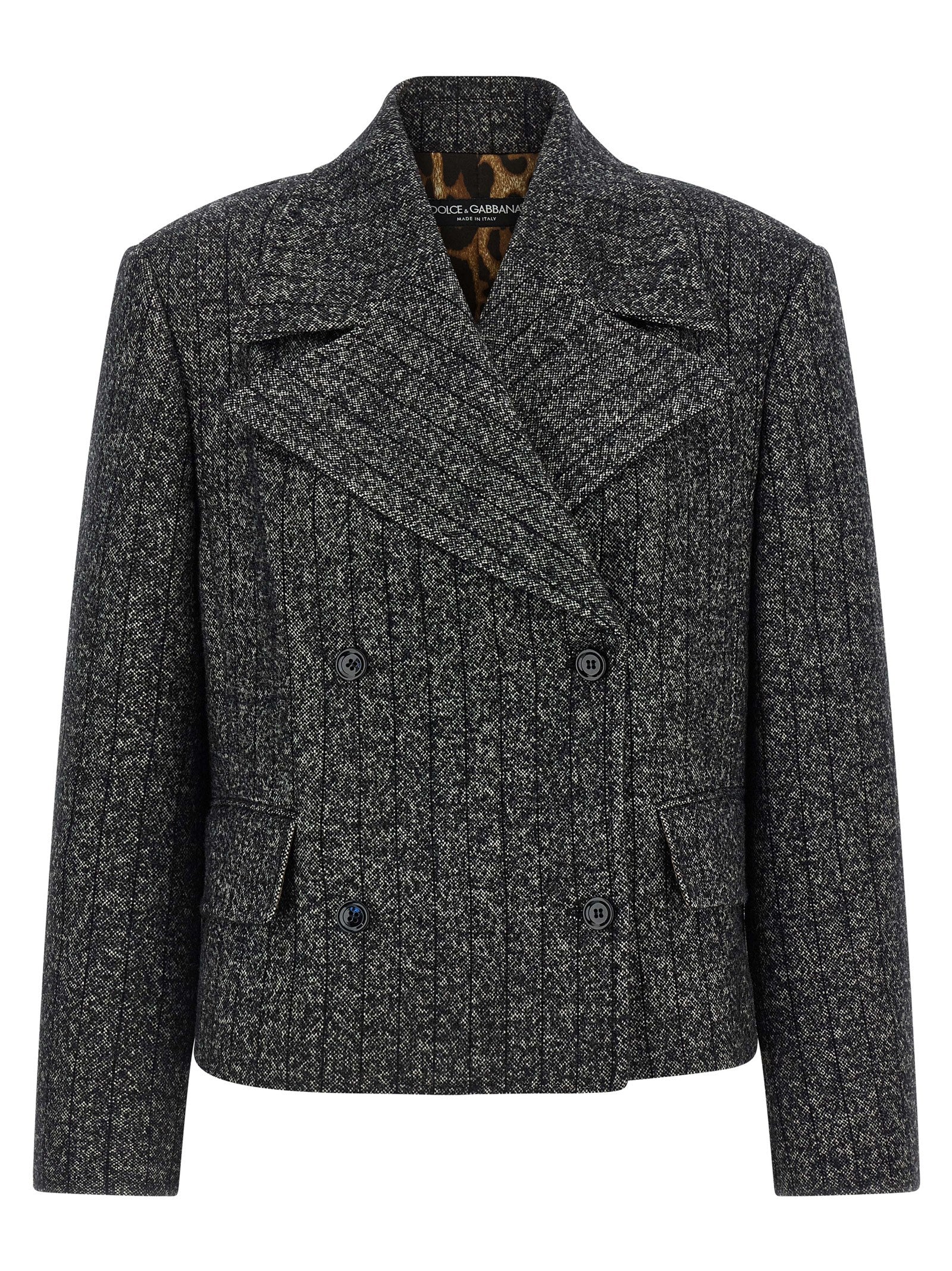 Double-Breasted Wool Blazer — Gray