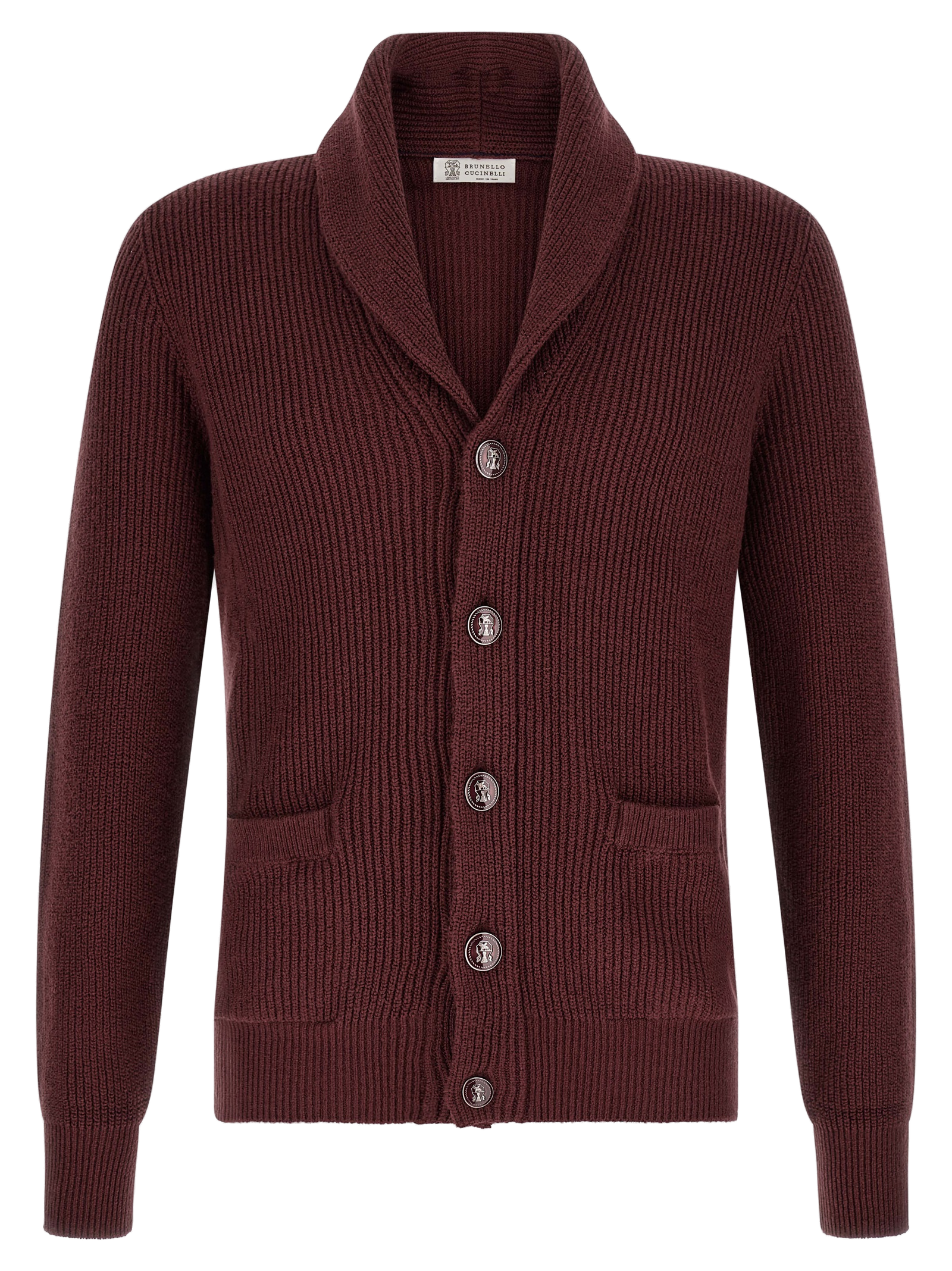 Ribbed Cotton Cardigan — Burgundy