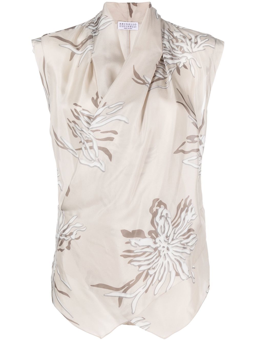 Abstract-print Silk Blouse
