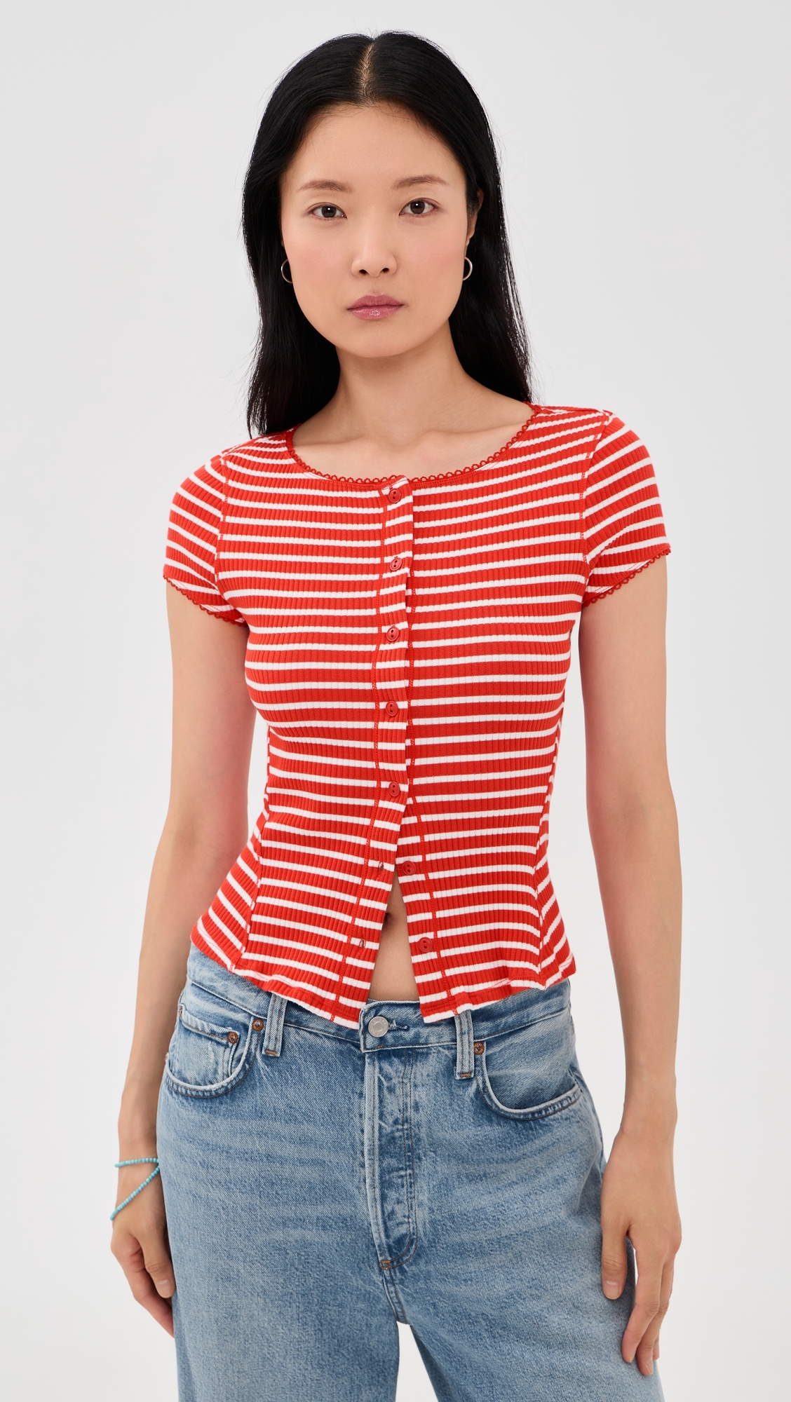 Most Wanted Striped Cardigan Red/White Stripe