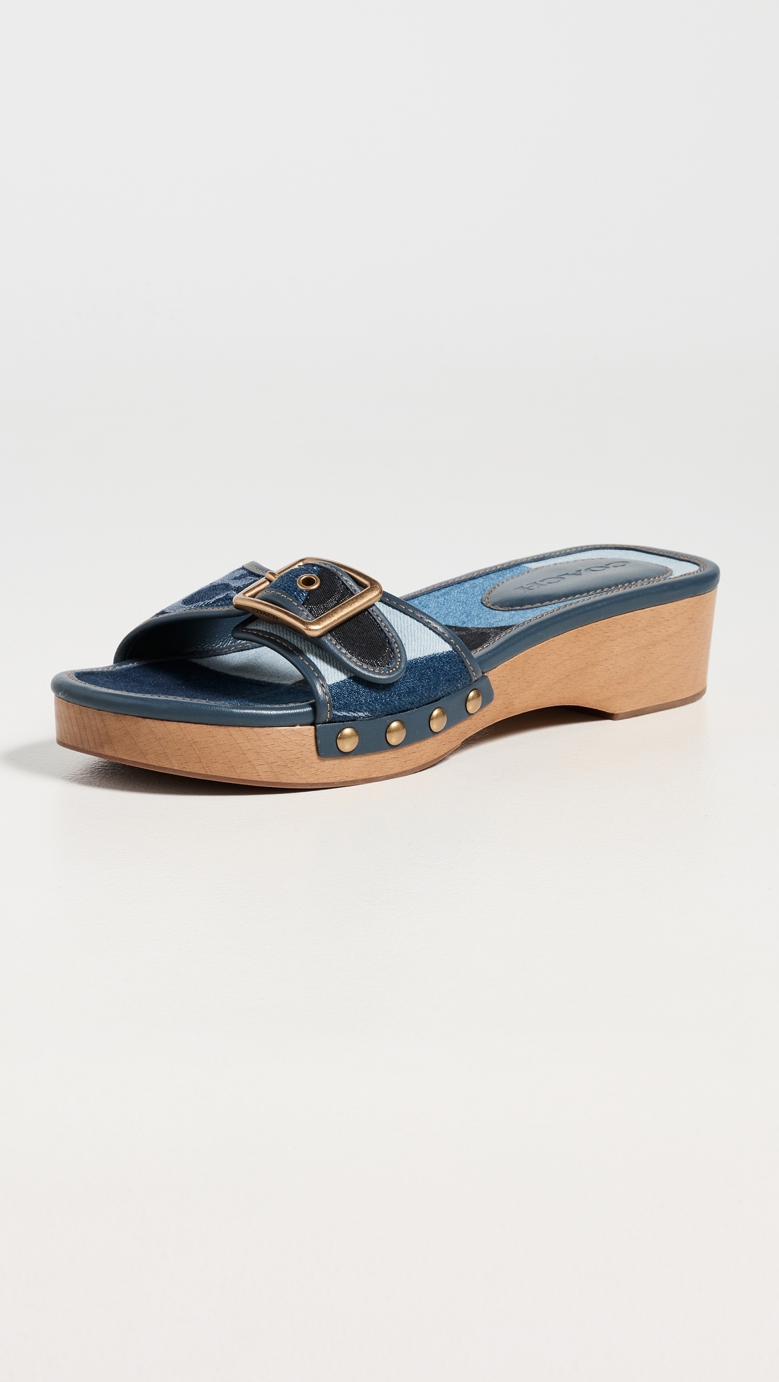 Margot Wooden Sandals Dark Indigo Patchwork Denim