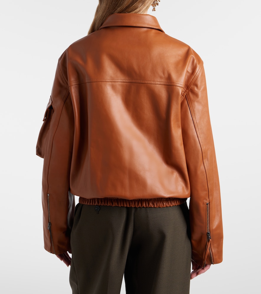 Leather blouson jacket