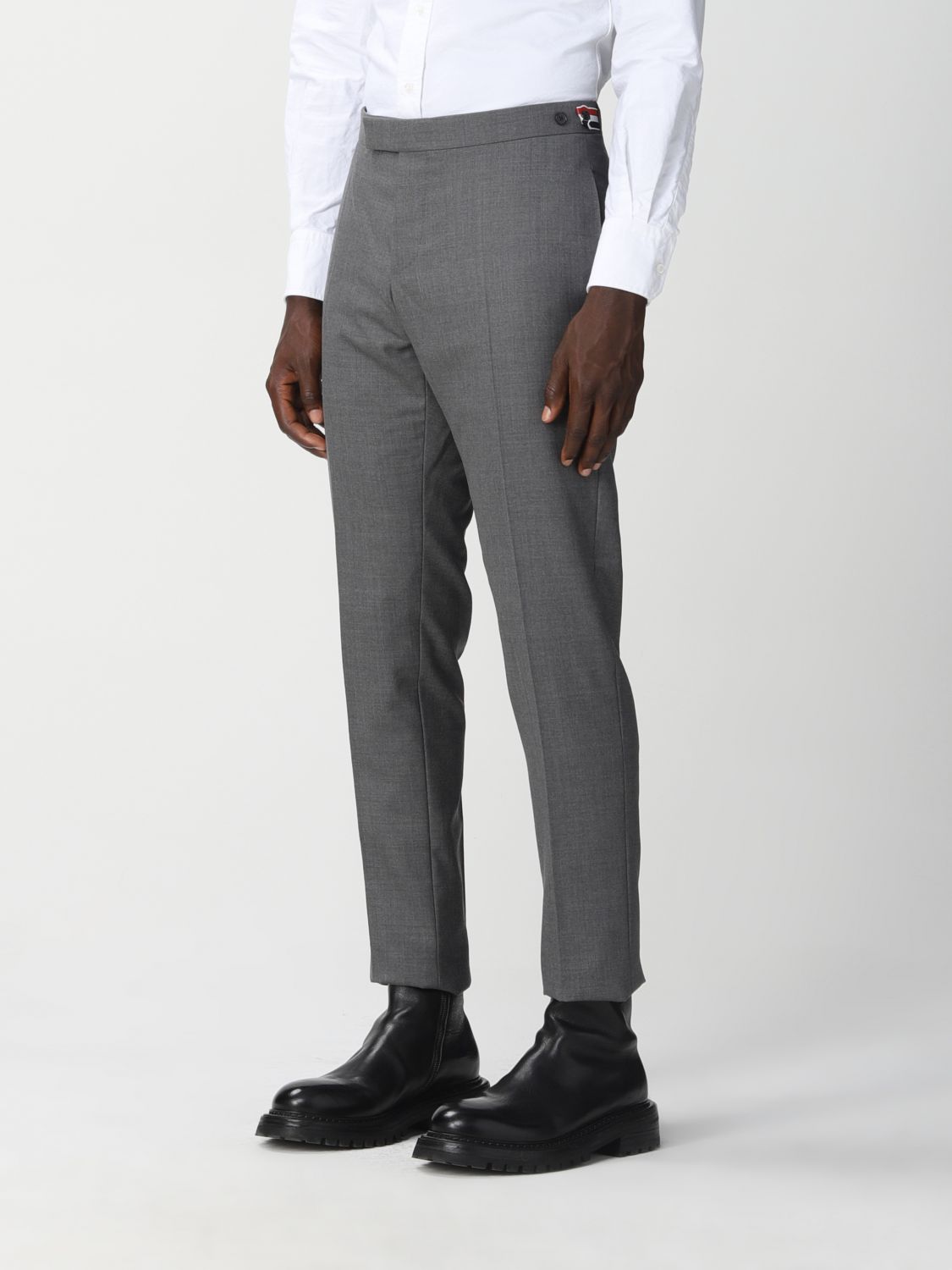 Skinny trousers with side tab in Super 120's twill