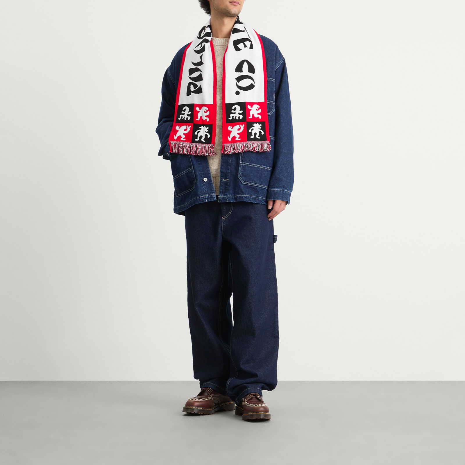 Men's Checkers Football Scarf Red