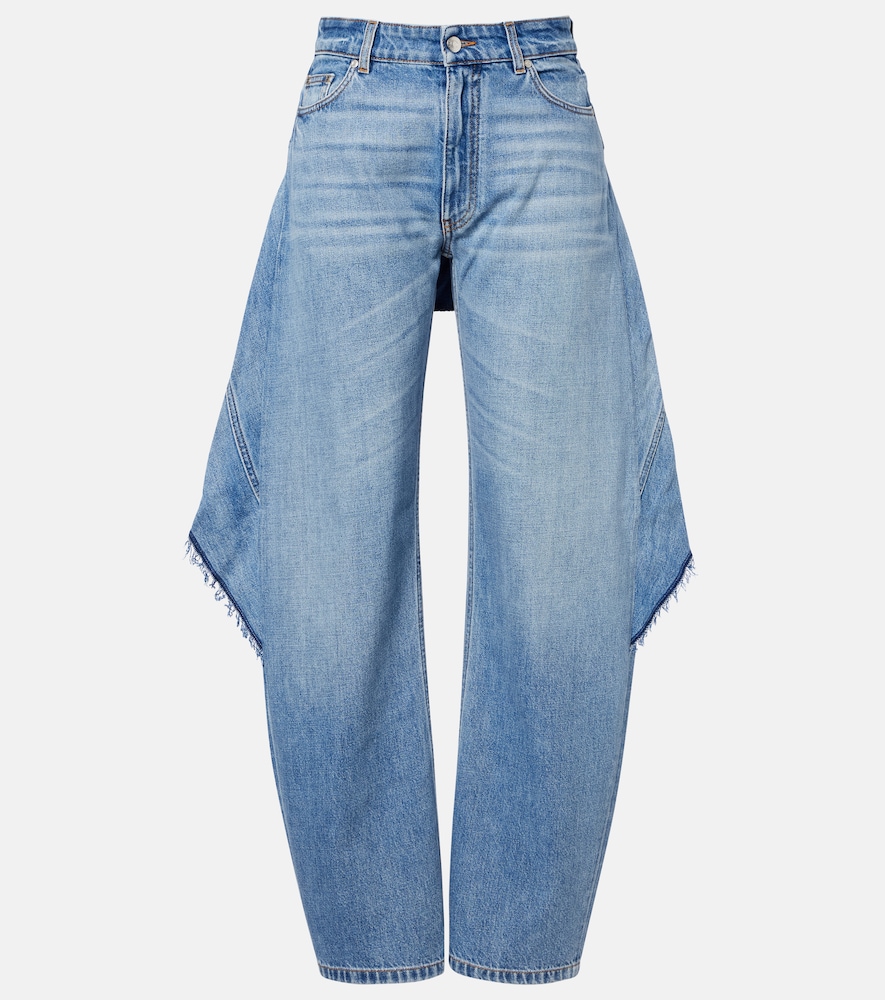 Paneled barrel-leg jeans