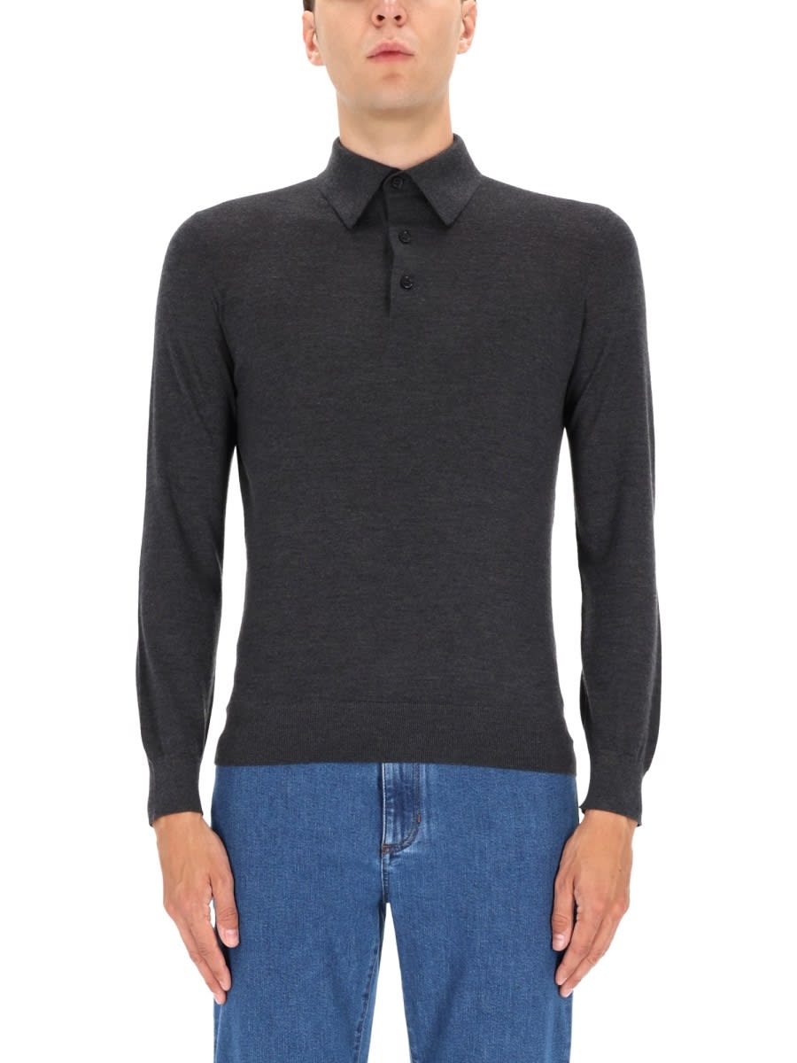 Zegna - ribbed cuff knit sweater with hem detai