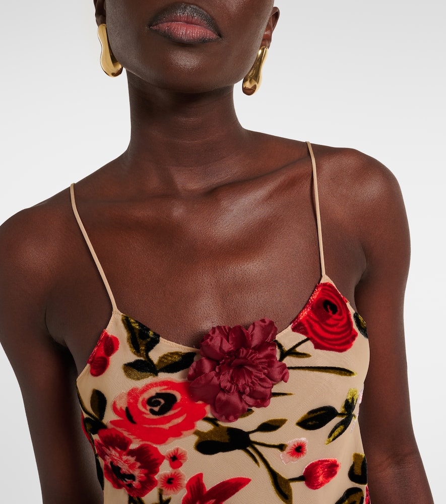 Rodarte Sheer floral velvet devoré slip dress