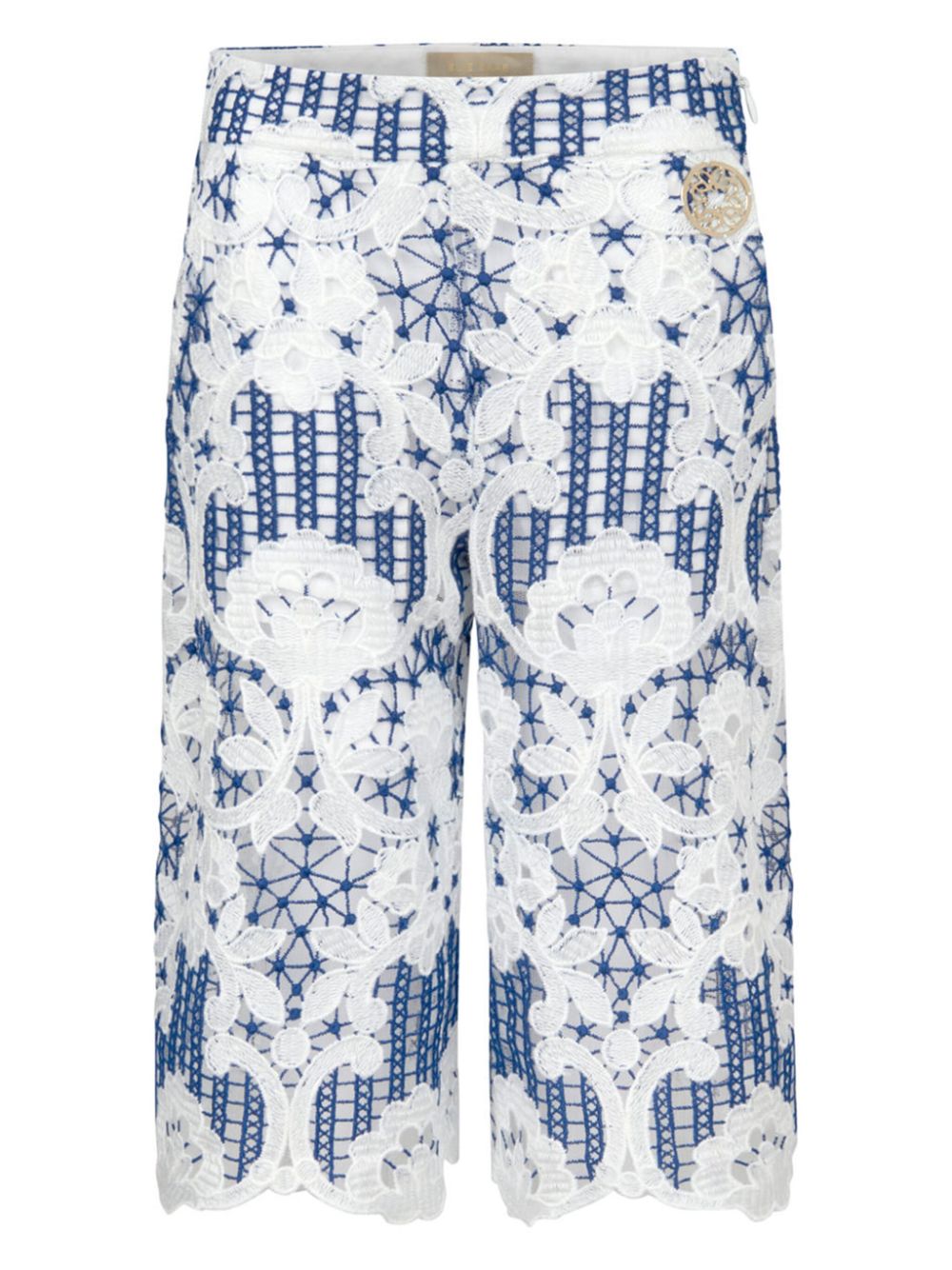 Wide-leg guipure-lace trousers - White