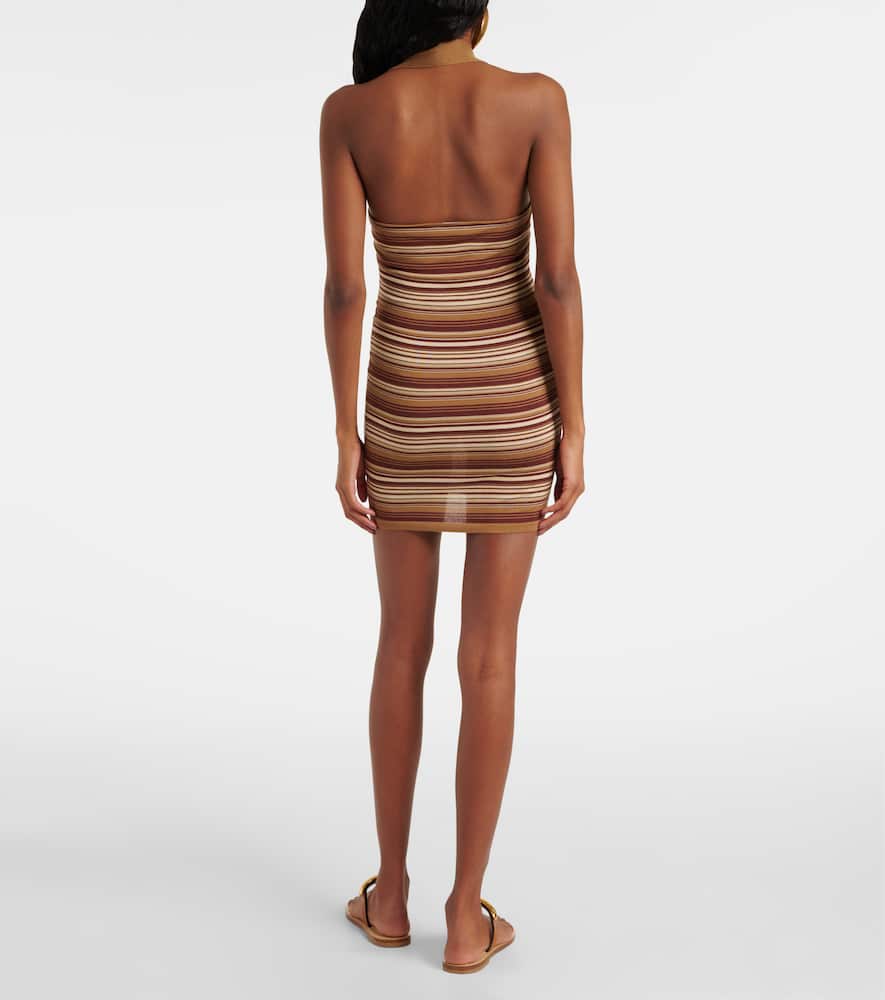 Striped knitted halterneck minidress