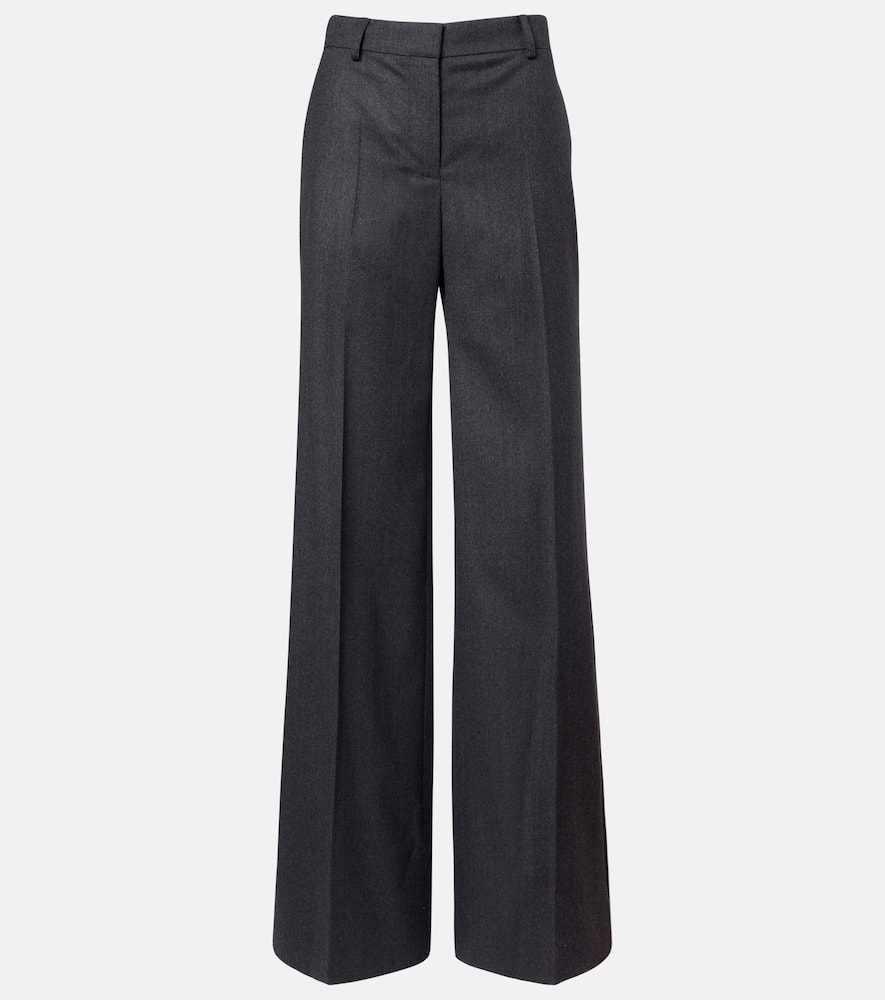 Wool flannel wide-leg pants