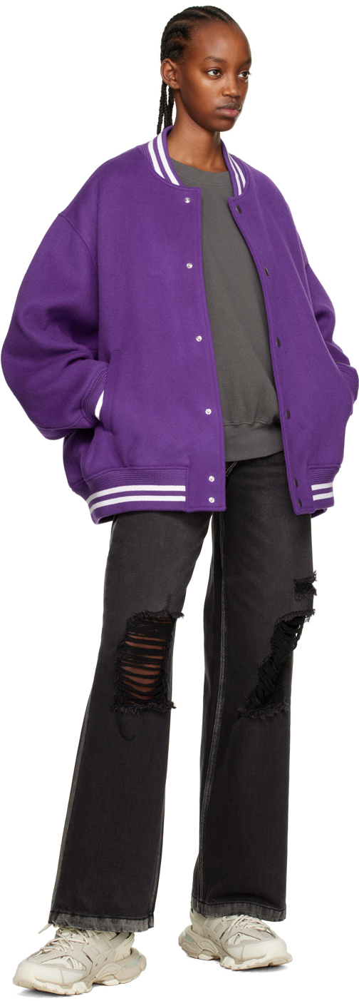 Purple oversized bomber jacket