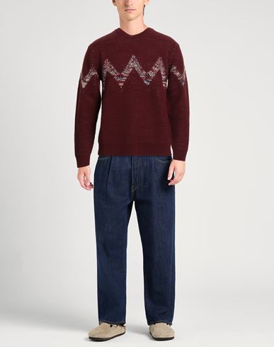 Man Sweater Burgundy Size M Wool