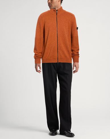 Man Cardigan Orange Size XL Wool, Polyamide