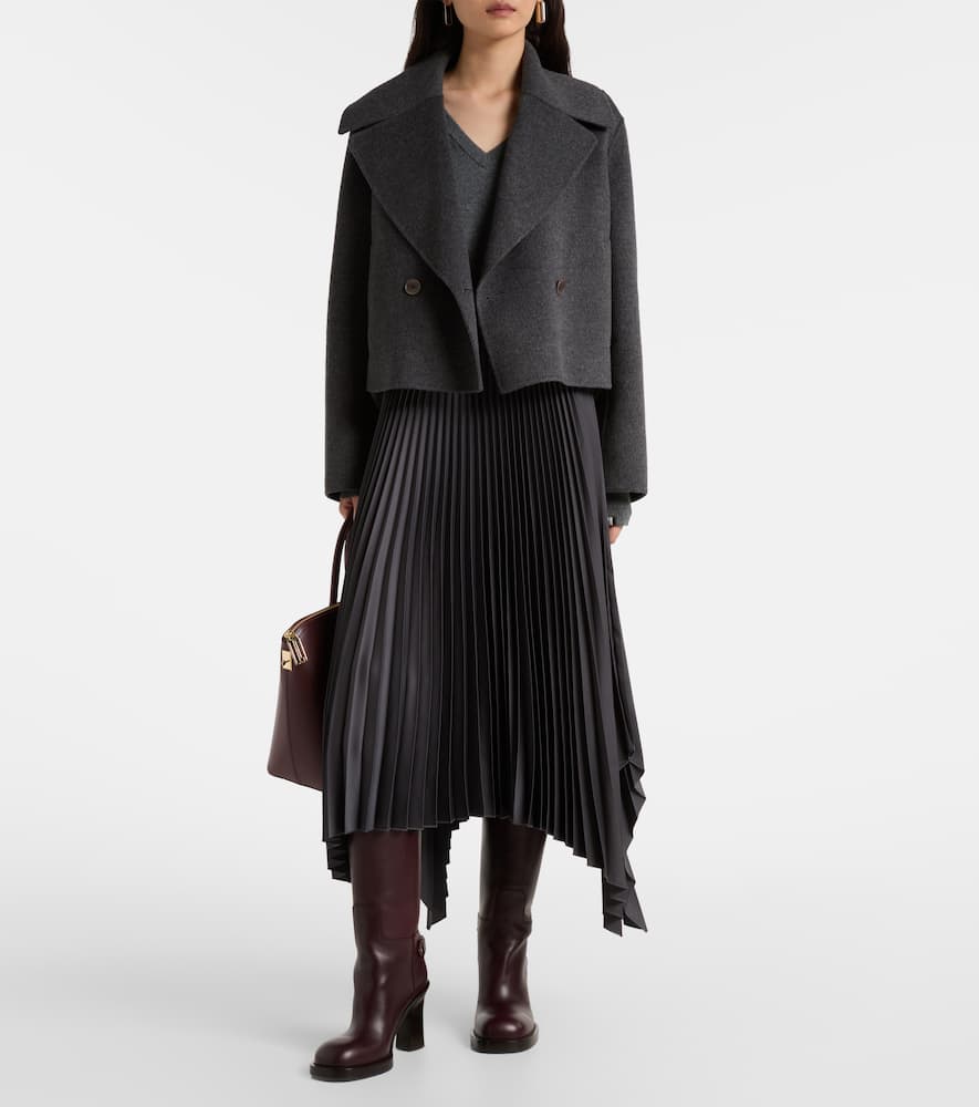 Ade asymmetric plissé midi skirt
