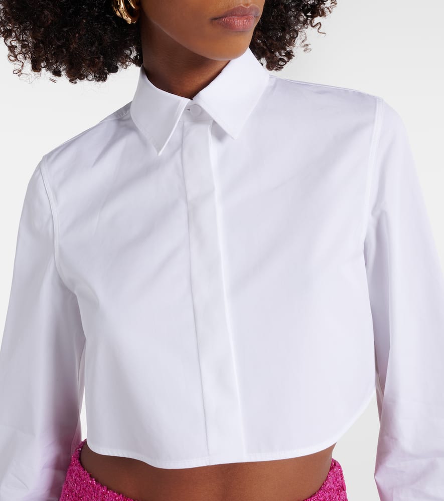 Cropped cotton poplin shirt