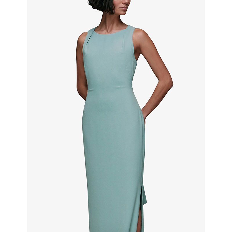 Womens Blue Tie Back Stretch-crepe Maxi Dress