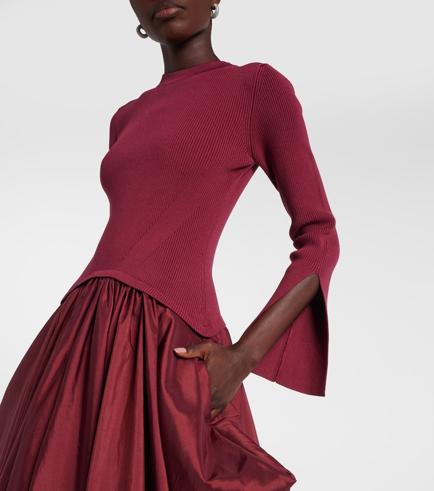 Kenlie knitted taffetta midi dress