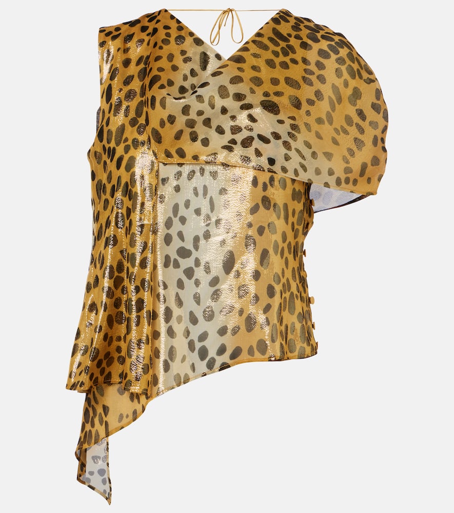 Silk-blend lamé top