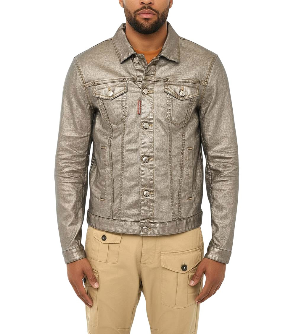 Silver Shirt Collar Jacket