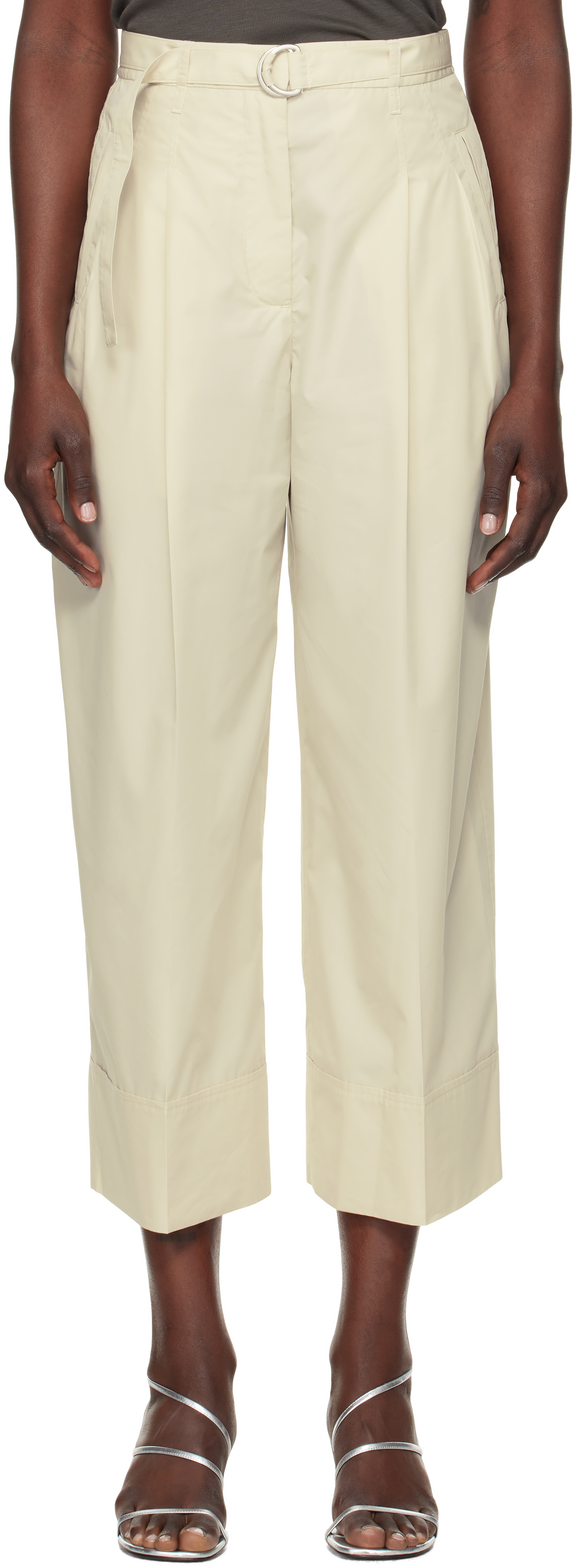 3.1 Phillip Lim Off-White Double Pleat Wide Cropped Trousers