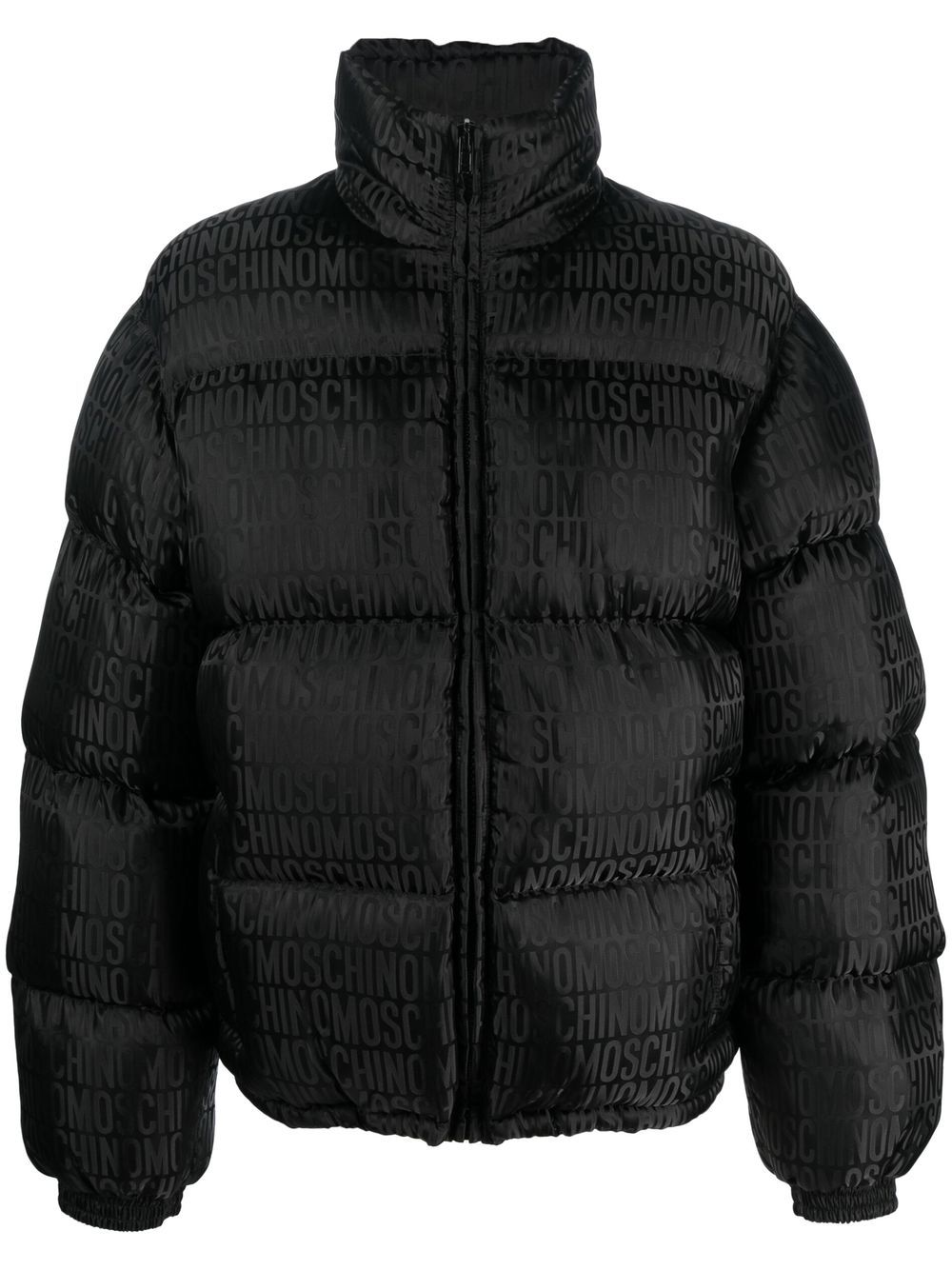 All-over logo print padded jacket - Black