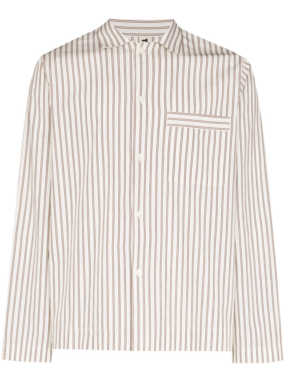 Striped organic cotton pajama shirt - White