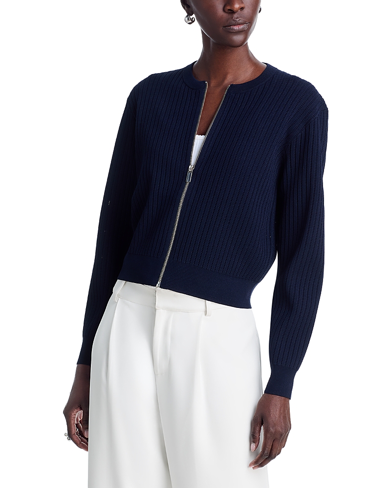 Pointelle Bomber Sweater