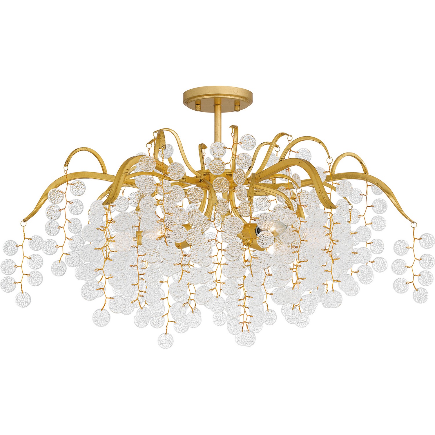 Gold Leaf Six Light Semi-Flush Mount from the Maple Collection