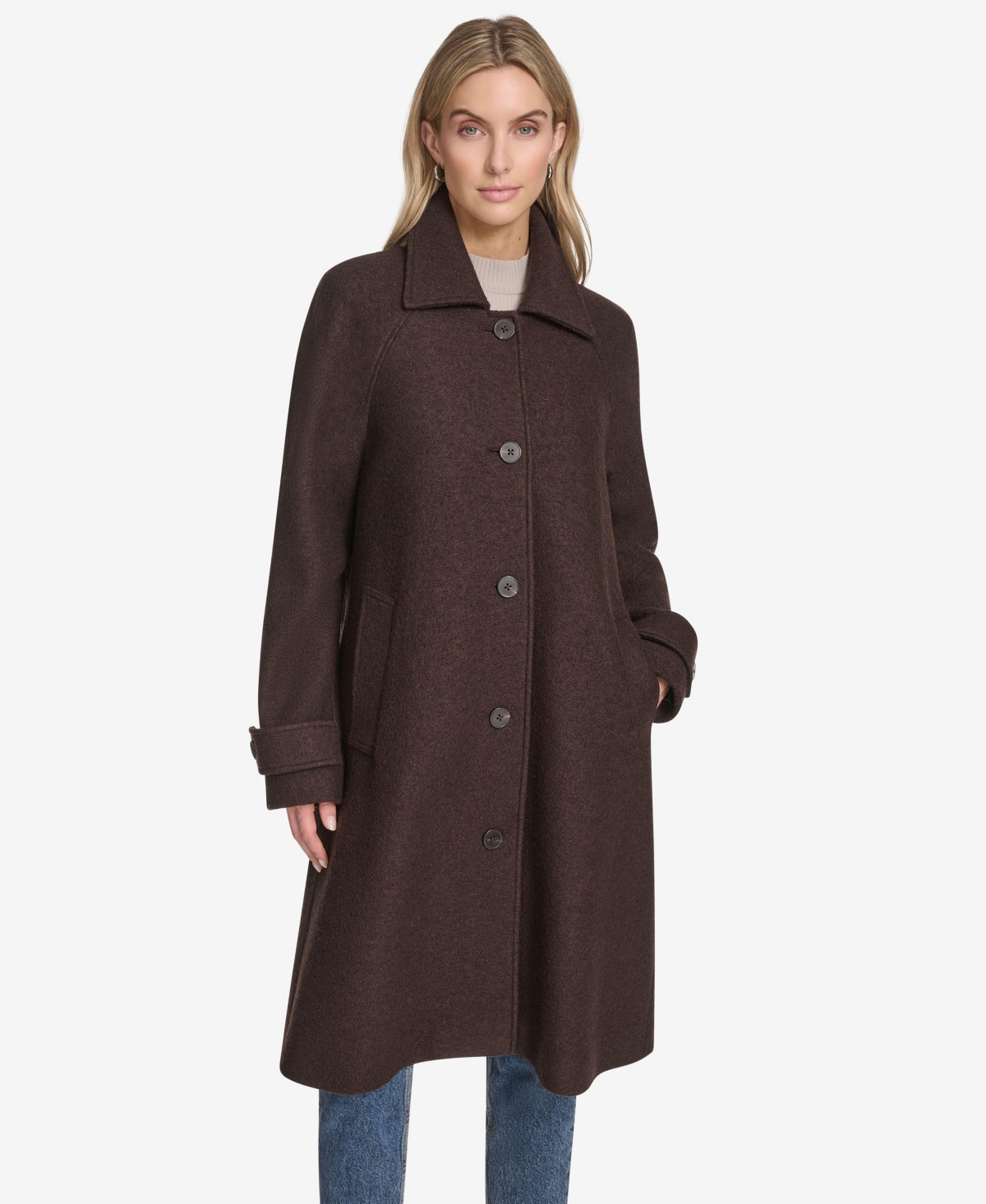 Women's Jupiter Wool Blend Balmacaan Coat - Umber