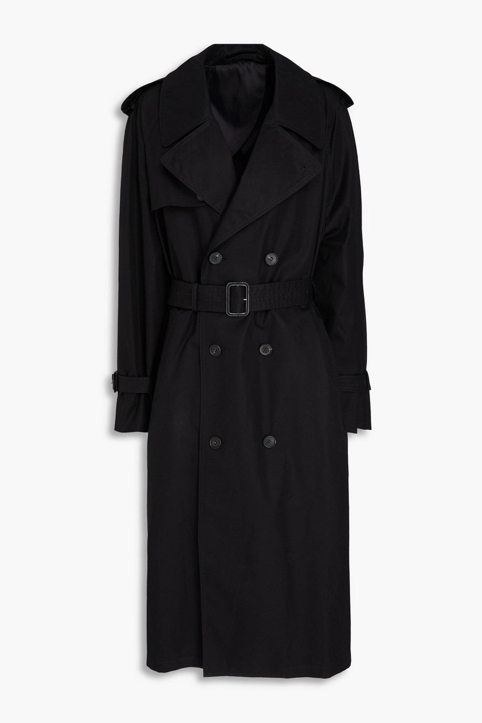 Belted cotton-gabardine trench coat - Black - XL