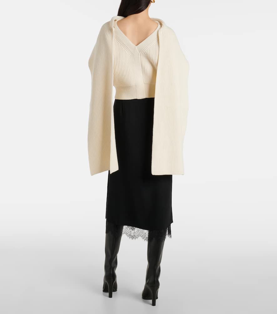 Cropped wool and cashmere scarf sweater