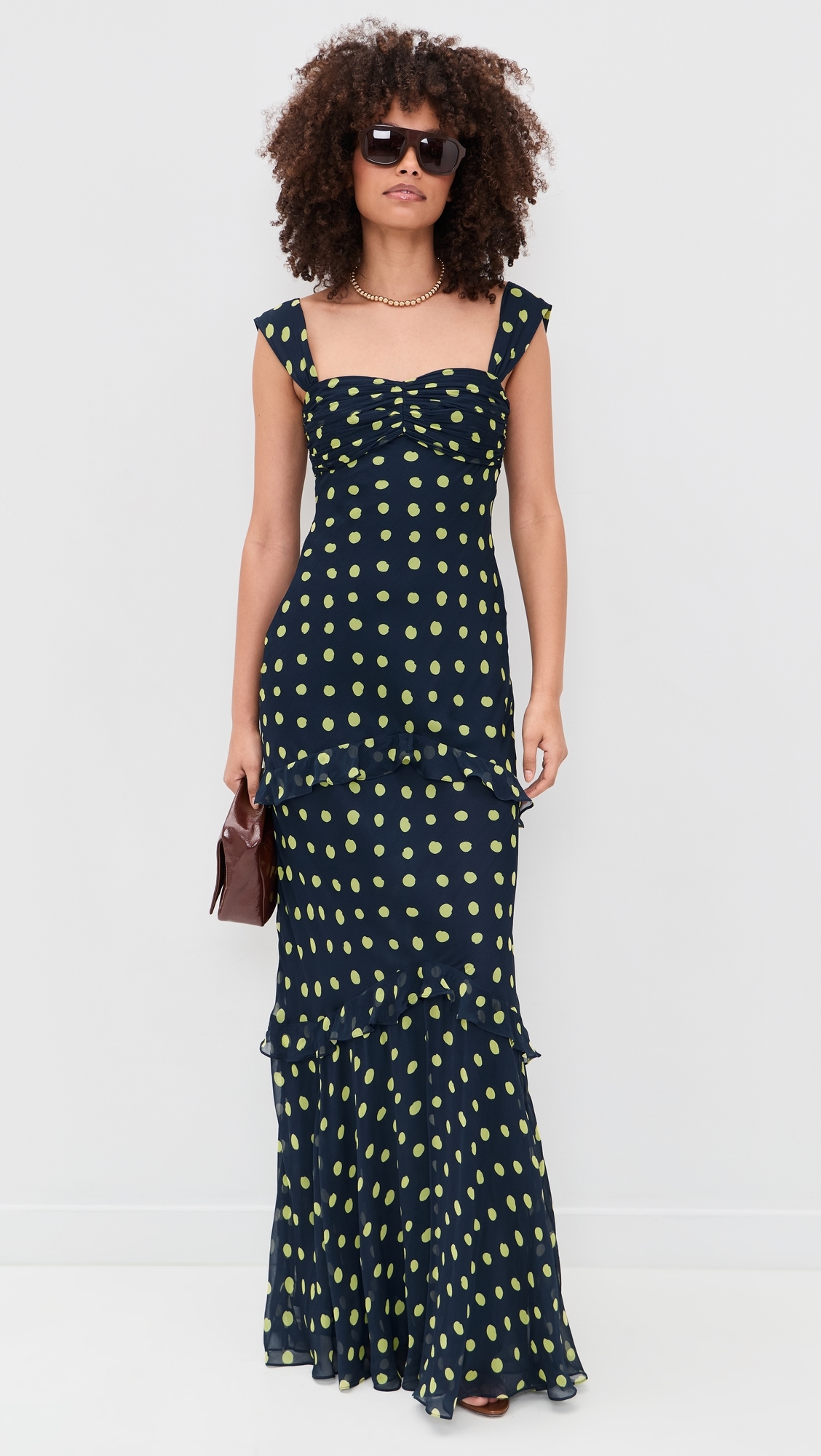 Selma Long Dress Polka Lemon