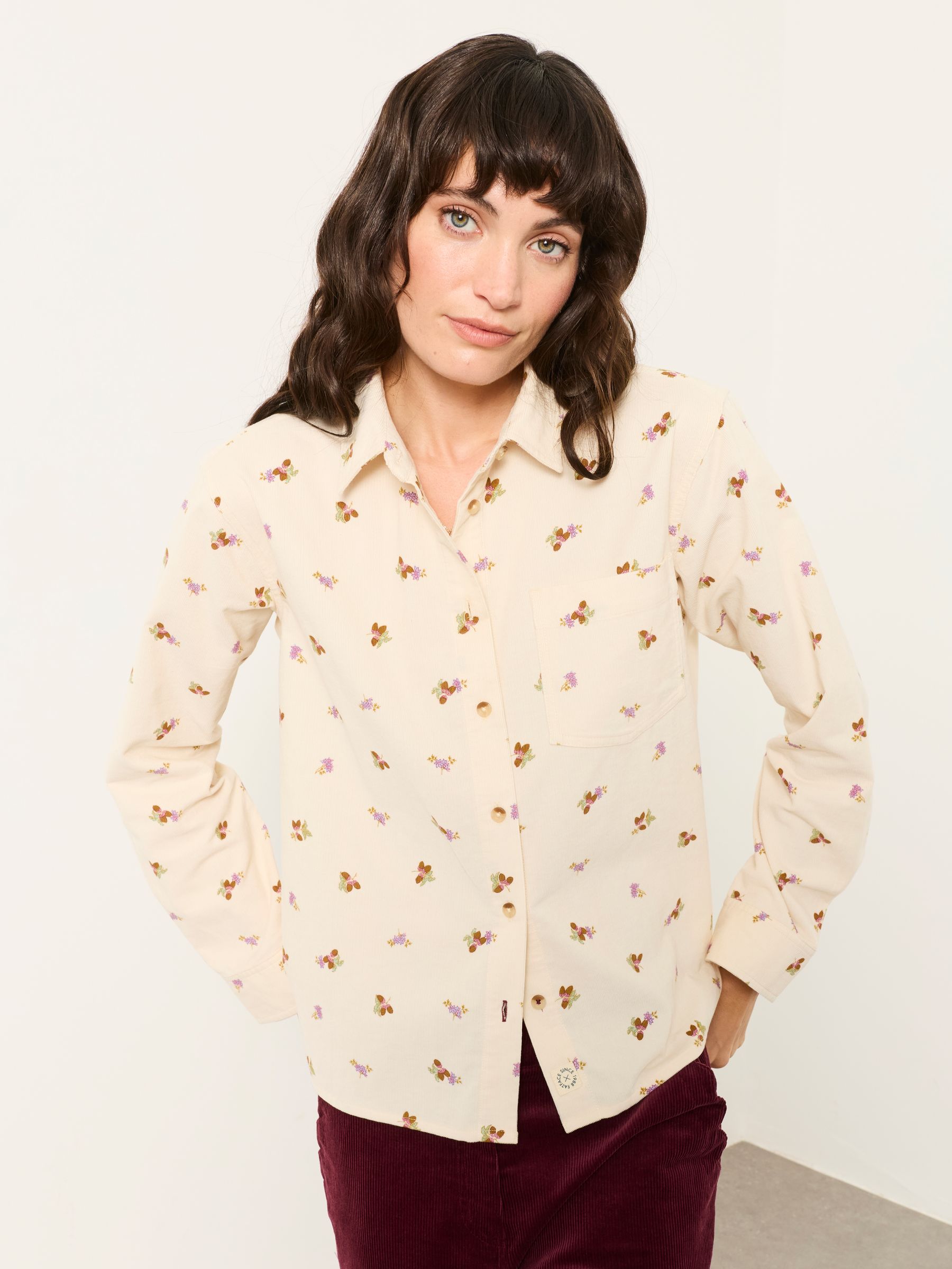 FatFace Beck Ivory Acorn Cord Petite Shirt