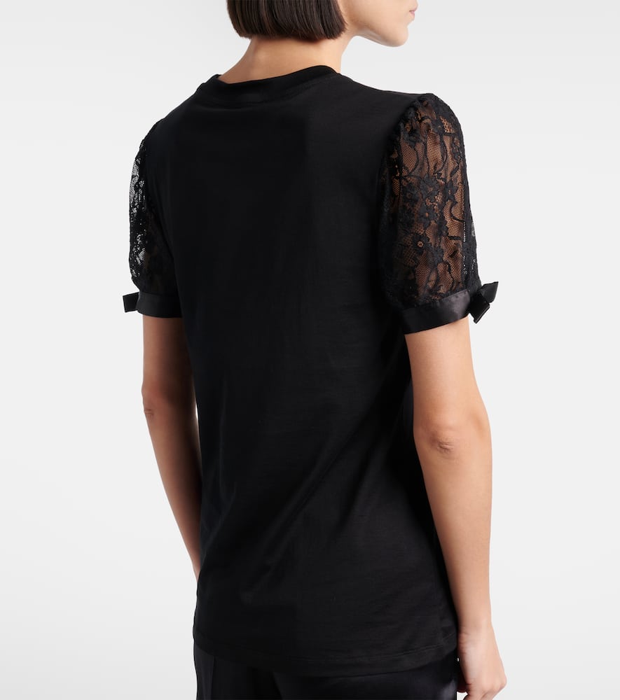Lace-trimmed cotton jersey T-shirt