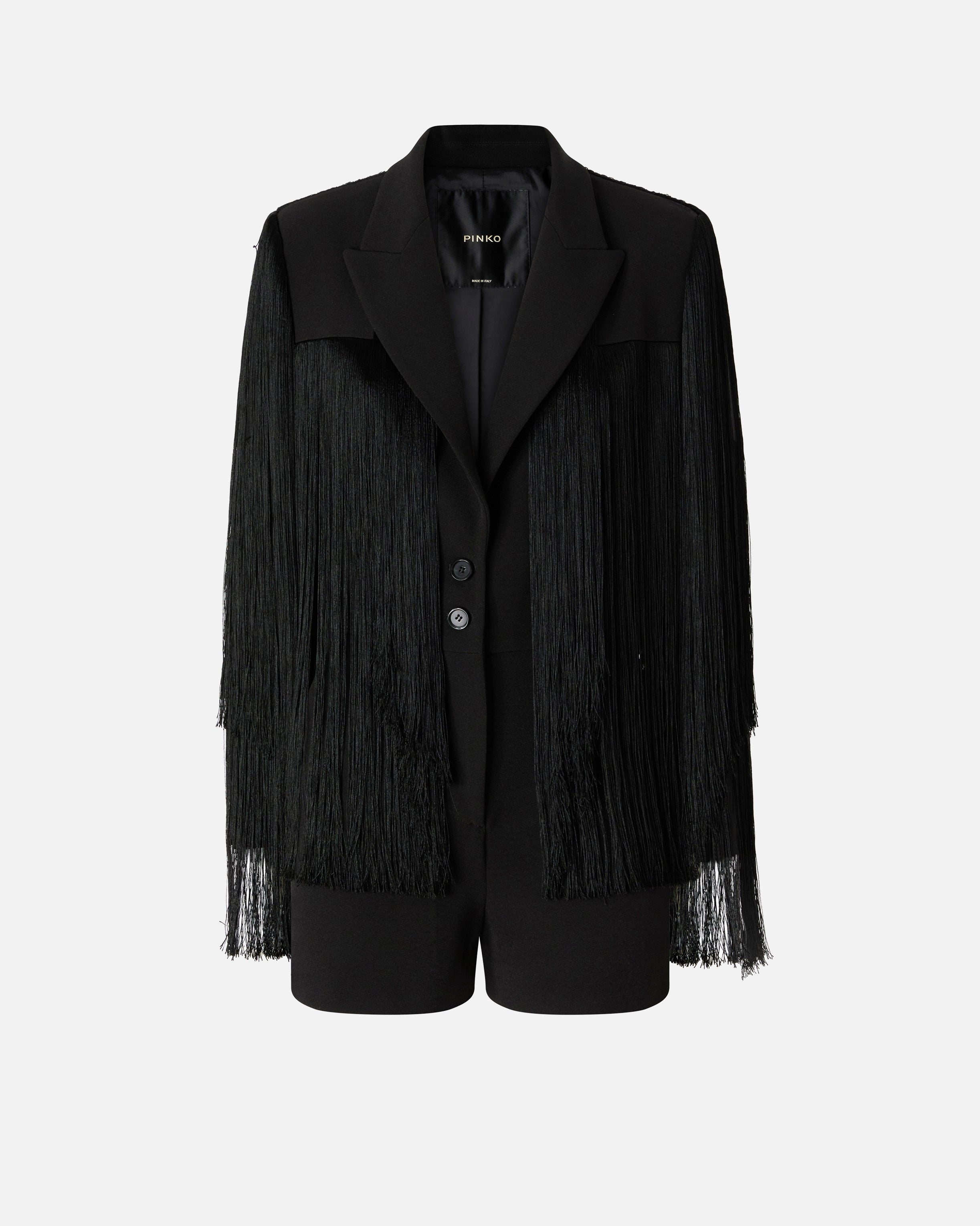 Short jumpsuit with all-over fringes